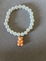 Bracelet Grosses Perles Ourson Orange Pastel