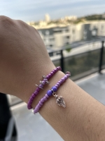 Lot De 2 Bracelets Coquillages Violet - Mauve