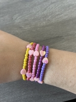 Bracelet Petites Perles Violet Cœur Rose