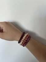 Bracelet Grosses Perles Violet Foncé Brillant-mat