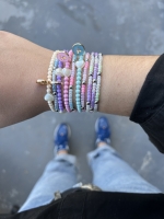 Bracelet Petites Perles Cœur Bleu Pastel