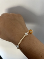 Bracelet Petites Perles Cœur Jaune Moutarde