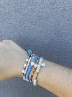 Bracelet Mini Perles Multicolore Boules Blanches