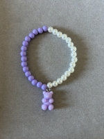 Bracelet Moyennes Perles Bicolore Ourson Violet