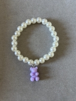 Bracelet Grosses Perles Ourson Mauve