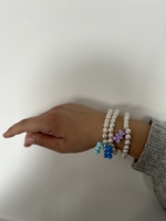 Bracelet Grosses Perles Ourson Mauve