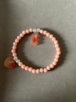 Bracelet Moyennes Perles Cœur & Ourson Rose Saumon
