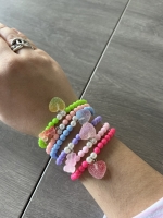 Bracelet Moyennes Perles Cœur & Ourson Rose Saumon