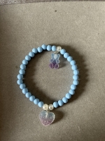Bracelet Moyennes Perles Cœur & Ourson Bleu Pastel