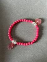 Bracelet Moyennes Perles Cœur & Ourson Fuchsia