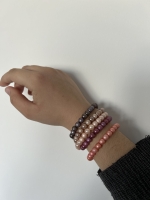 Bracelet Grosses Perles Marron Clair Brillant-mat