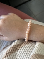 Bracelet Grosses Perles Beige Brillant-mat