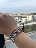 Bracelet Mini Perles Multicolores étoile Grise