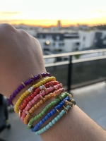 Lot De 3 Bracelets Vert-Jaune-Orange & Coquillages