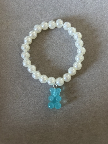 Bracelet Grosses Perles Ourson Bleu Translucide