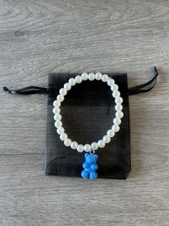 Bracelet Moyennes Perles Ourson Bleu Foncé