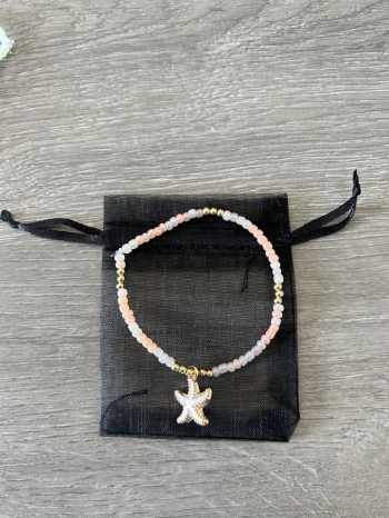Bracelet Petites Perles Rose Saumon & Étoile