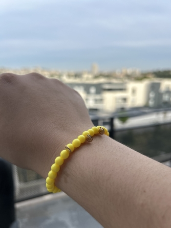 Bracelet Moyennes Perles Jaune Coquillages Dorés