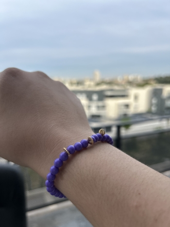 Bracelets Moyennes Perles Violet Et Coquillages